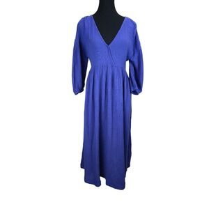 Michael Stars Gauze Cotton‎ Womens Dress XS Oversized 3/4 Sleeve Beach Peasant